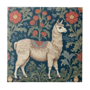 Llama William Morris style Right Facing Tile