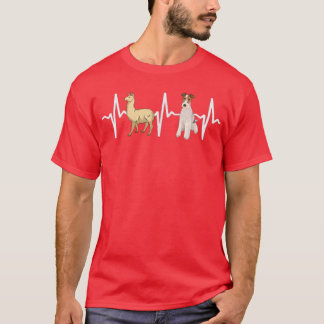 Llama Wire Fo Terrier Heartbeat Dog Lover T-Shirt