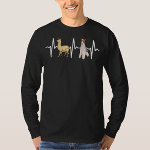 Llama Wire Fox Terrier Heartbeat Dog T-Shirt