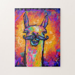 Llama with a Mustache - Art Puzzle 11x14
