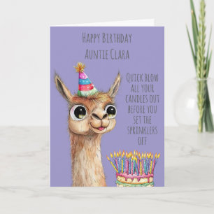 Llama With Birthday Cake Birthday Card