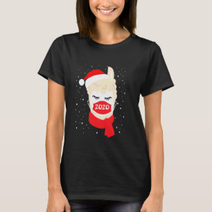 Llama With Face Mask Pyjamas Xmas 2020 Matching Fa T-Shirt