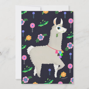 Llama with Flowers DIY Blank Invitation