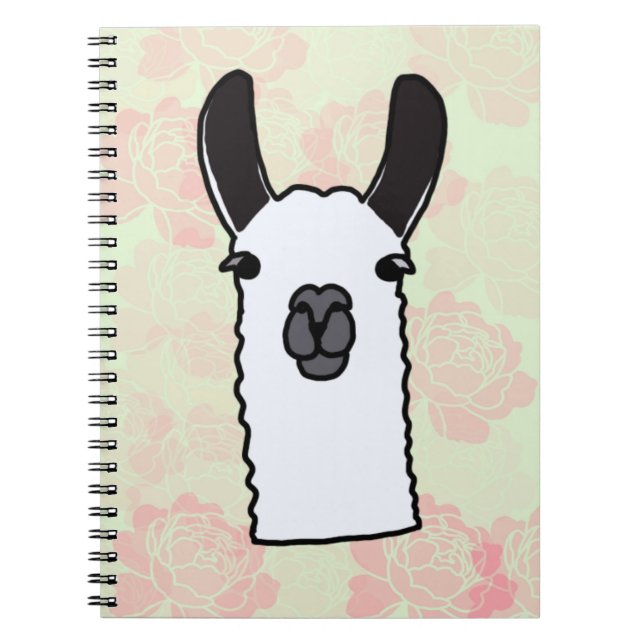 Llama with Peonies  Notebook (Front)
