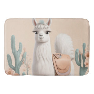Llama with Saddle in the Desert Bath Mat