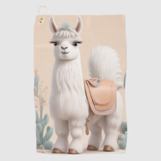 Llama with Saddle in the Desert Golf Towel