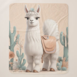 Llama with Saddle in the Desert Sherpa Blanket