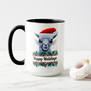 Llama With Santa Hat And Text Mug