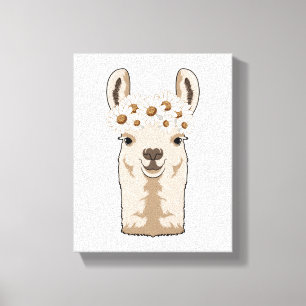 Llama with white Blossoms Canvas Print