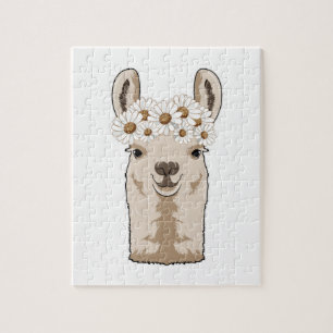 Llama with white Blossoms Jigsaw Puzzle