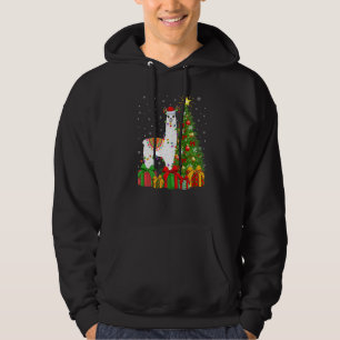 Llama  Xmas Holiday Santa Llama Christmas Tree Hoodie