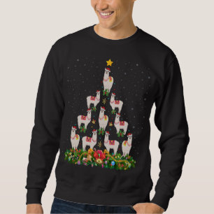 Llama Xmas Tree Gift Santa Hat Llama Christmas Sweatshirt