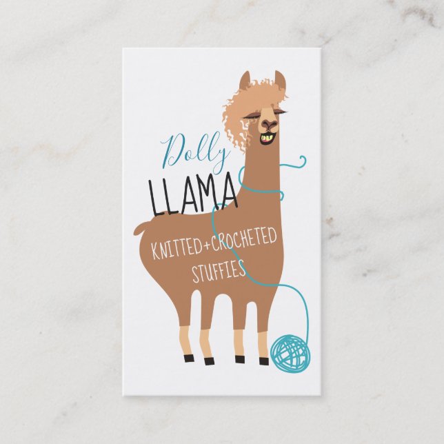 Llama yarn knitting crochet crafts business card (Front)