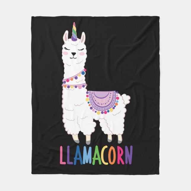 Llamacorn - Funny Unicorn Llama Fleece Blanket (Front)
