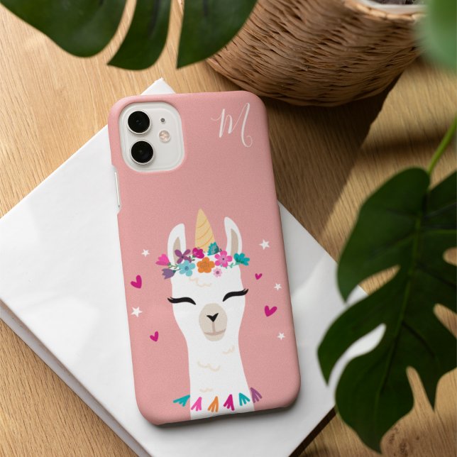 Llamacorn | Kawaii Cartoon Unicorn Llama Monogram Case-Mate iPhone Case (Creator Uploaded)