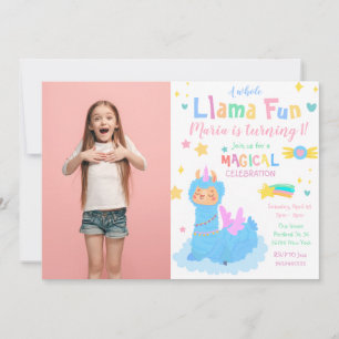 Llamacorn Llama Photo Birthday Invitation