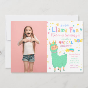 Llamacorn Photo Llama Birthday Invitation