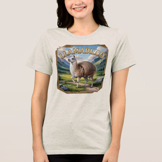 Llamadillo Photographic – Llama Armadillo Funny Tri-Blend Shirt (Front)
