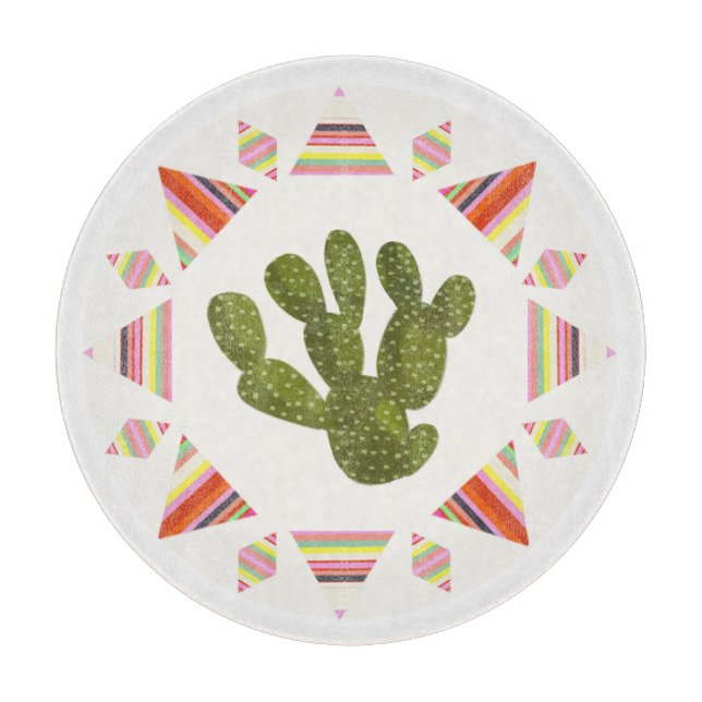 Llamarama Collection | Cactus Circle Cutting Board (Front)