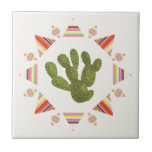 Llamarama Collection | Cactus Circle Tile<br><div class="desc">Enjoy this fresh creative cactus design on a product or wallart piece to enhance and add to the world around you. Artist: Victoria Borges</div>