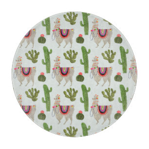 Llamarama Collection Cactus & Llama Pattern Cutting Board