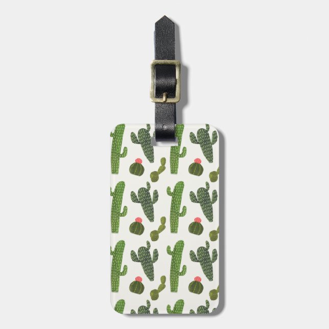 Llamarama Collection | Cute Cactus Luggage Tag (Front Vertical)