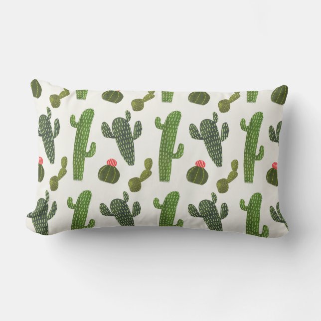 Llamarama Collection | Cute Cactus Lumbar Cushion (Front)