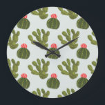 Llamarama Collection | Cute Cactus Pattern Large Clock<br><div class="desc">Enjoy this fresh creative cute cactus pattern on a product or wallart piece to enhance and add to the world around you. Artist: Victoria Borges</div>