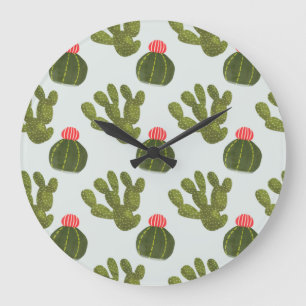 Llamarama Collection   Cute Cactus Pattern Large Clock