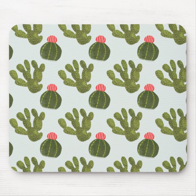 Llamarama Collection | Cute Cactus Pattern Mouse Pad (Front)