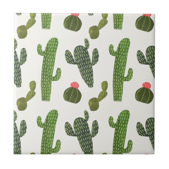 Llamarama Collection | Cute Cactus Tile (Front)