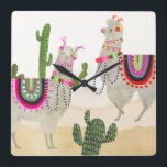 Llamarama Collection | Cute Lllamas Square Wall Clock<br><div class="desc">Enjoy this fresh creative llama design on a product or wallart piece to enhance and add to the world around you. Artist: Victoria Borges</div>