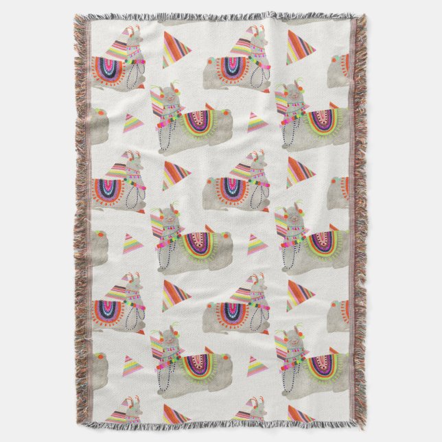 Llamarama Collection Pattern II Throw Blanket (Front Vertical)