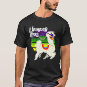 Llamardi Gras Cute Llama Vivid colours Mardi Gras T-Shirt