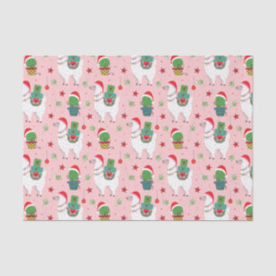 Llamas and Cacti Christmas Pattern Tissue Paper