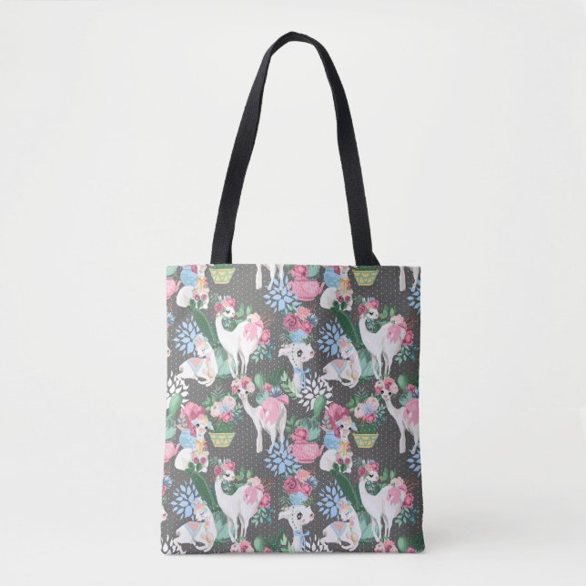 Llamas and Flowers Tote (Front)