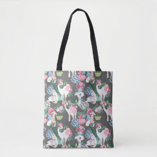 Llamas and Flowers Tote Bag
