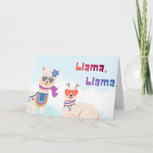 Llamas Celebrating Birthmamas Card