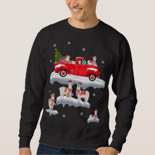 Llamas Driving Christmas Tree Red Truck Llama Chri Sweatshirt
