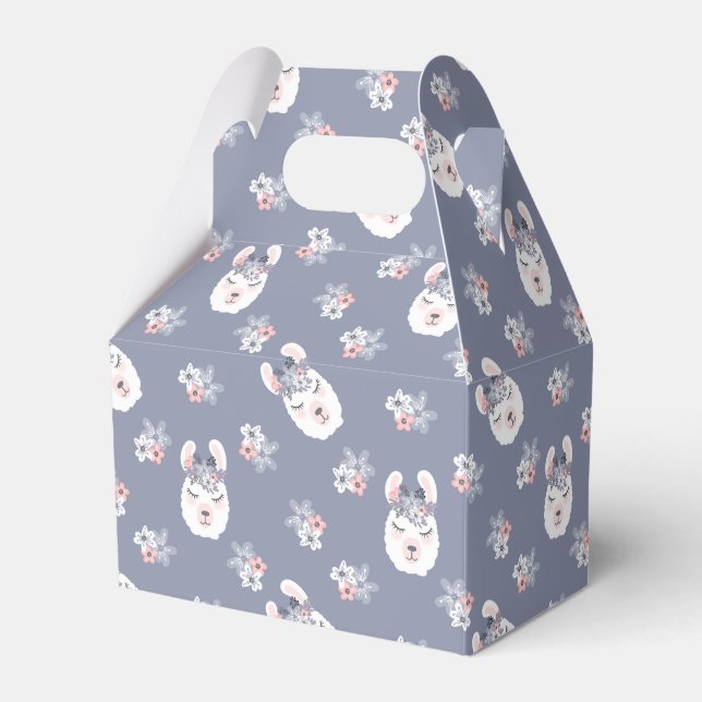 Llamas & Flowers Pattern Favour Box (Front Side)