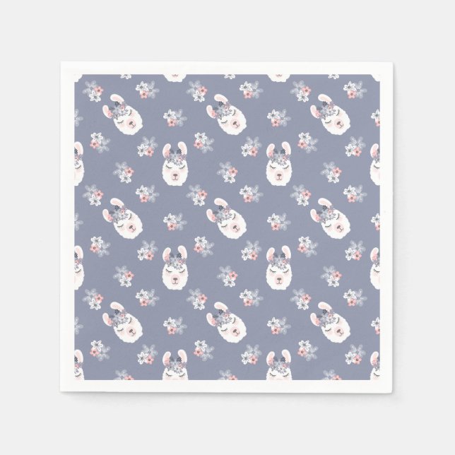 Llamas & Flowers Pattern Napkin (Front)