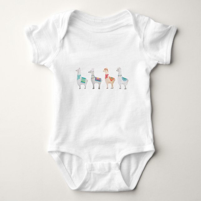 Llamas In a Row Baby Bodysuit (Front)