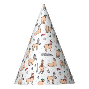 Llamas In Hats & Scarves Skiing Pattern