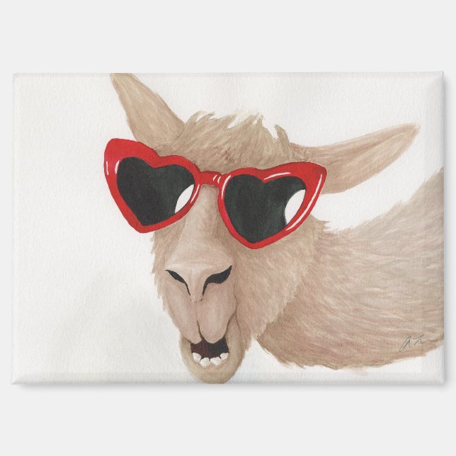Llamas in Shades: February Magnet 3.5"x2.5" (Front)