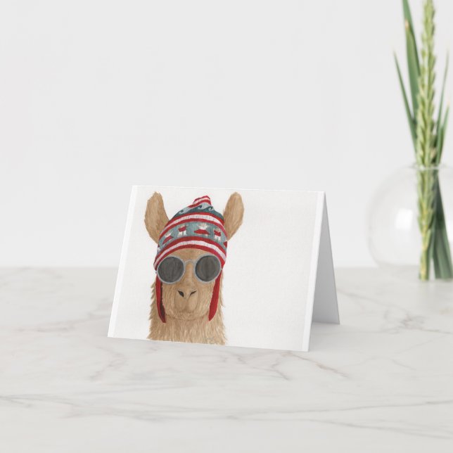 Llamas in Shades: July Greeting Card 4"x5.6" (Front)