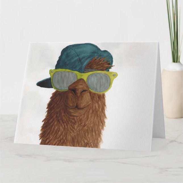 Llamas in Shades: June Greeting Card 8.5"x11" (Front)