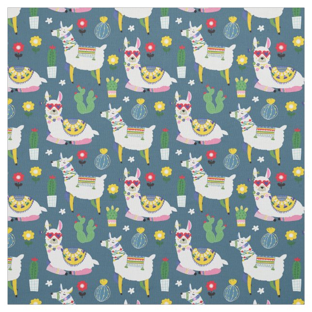 Llamas In Sunglasses Pattern Fabric (Swatch)