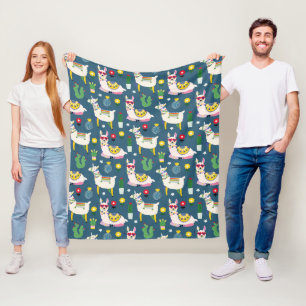 Llamas In Sunglasses Pattern Fleece Blanket
