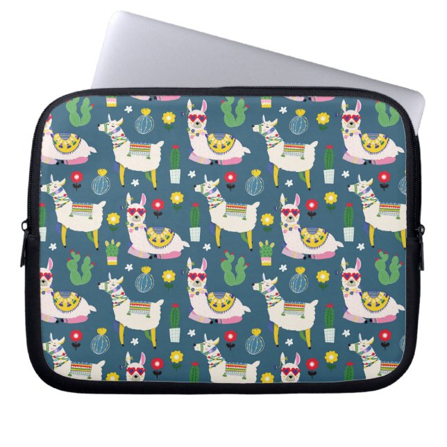 Llamas In Sunglasses Pattern Laptop Sleeve (Front)