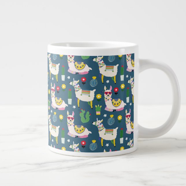 Llamas In Sunglasses Pattern Large Coffee Mug (Right)